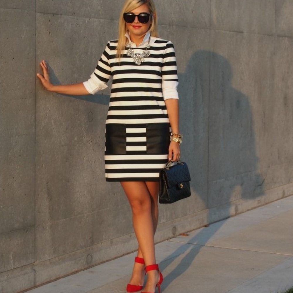 Club Monaco Haley Striped Shift Dress - Picture 2 of 9